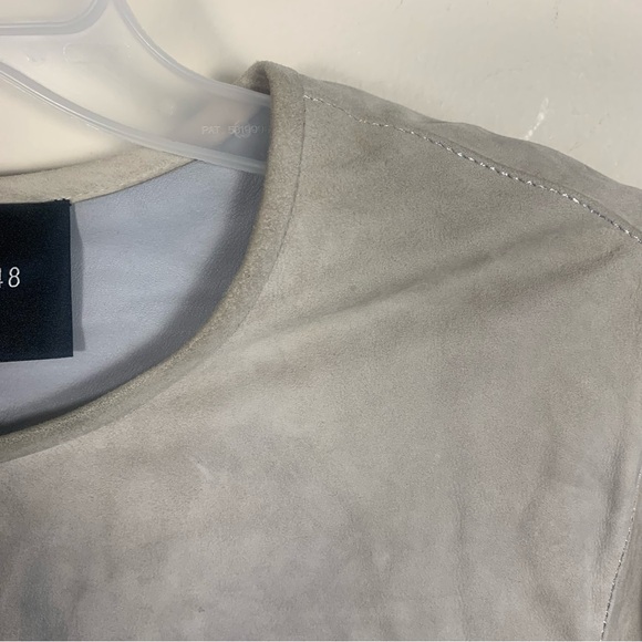 Lafayette 148 New York Gray Suede Leather Open Front Lightweight Jacket Cardigan - Picture 7 of 16